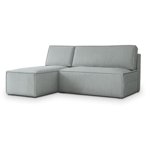 Canapé D'angle Briso Gris Clair En Velours Côtelé Avec Fonction De Couchage