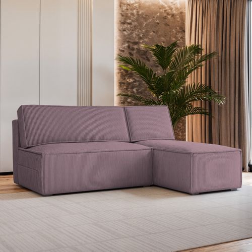 Canapé D'angle Briso Violet En Velours Côtelé Avec Fonction De Couchage