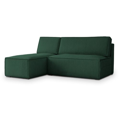 Canapé D'angle Briso Vert Sapin En Velours Côtelé Avec Fonction De Couchage