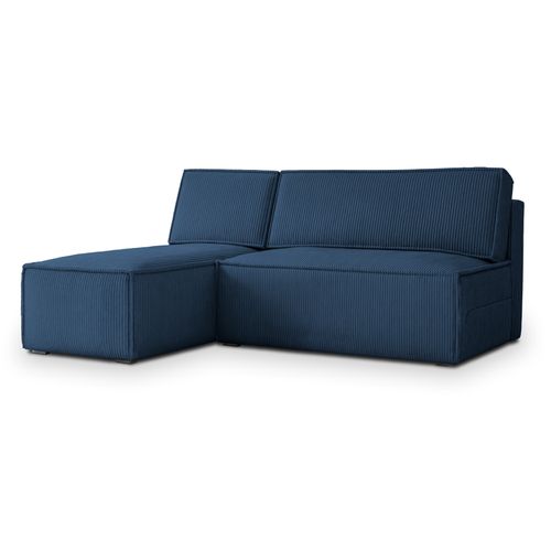 Canapé D'angle Briso Bleu En Velours Côtelé Avec Fonction De Couchage