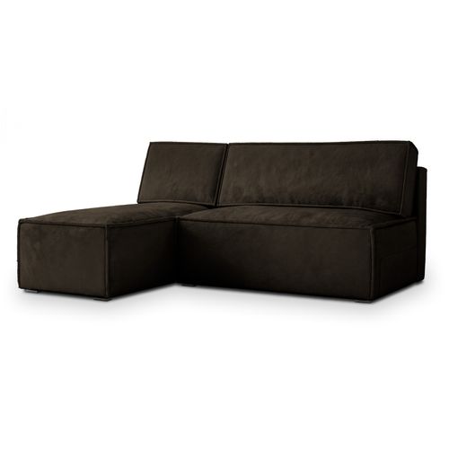 Canapé D'angle Briso Marron En Velours Avec Fonction De Couchage