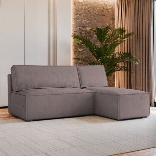 Canapé D'angle Briso Violet En Velours Avec Fonction De Couchage