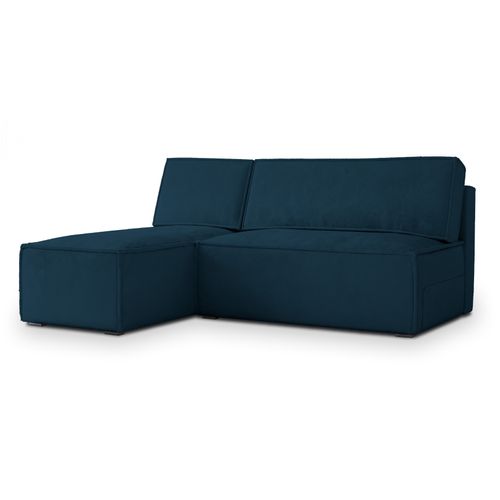 Canapé D'angle Briso Bleu En Velours Avec Fonction De Couchage