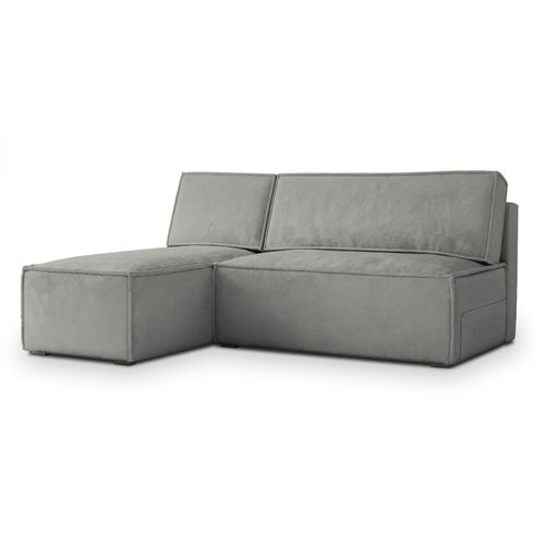 Canapé D'angle Briso Gris Clair En Velours Avec Fonction De Couchage