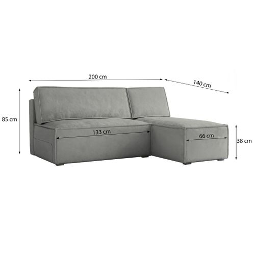 Canapé D'angle Briso Gris Clair En Velours Avec Fonction De Couchage