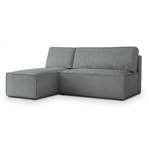 Canapé D'angle Briso Gris En Velours Avec Fonction De Couchage