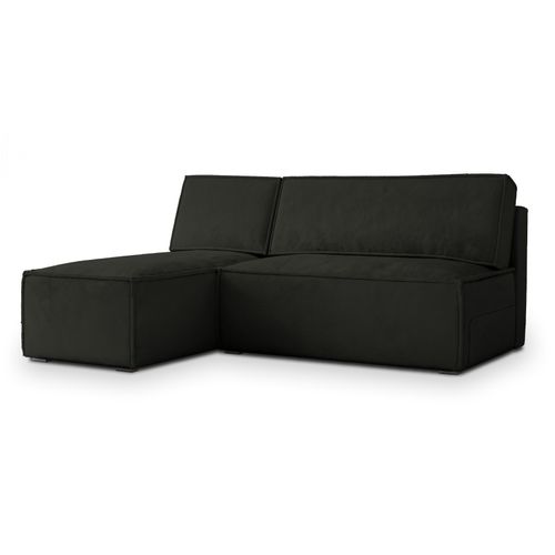 Canapé D'angle Briso Noir En Velours Avec Fonction De Couchage