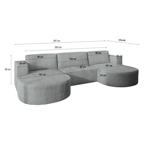 Canapé D'angle Vezzo Beige En Velours Côtelé Avec Fonction De Couchage