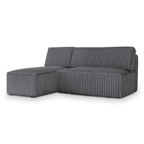 Canapé D'angle Briso Gris En Velours Côtelé Avec Fonction De Couchage