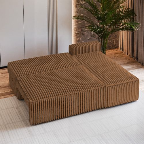 Canapé D'angle Briso Cuivré En Velours Côtelé Avec Fonction De Couchage