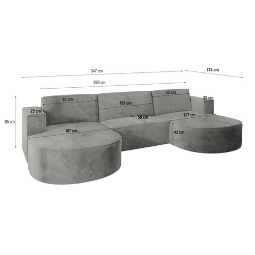 Canapé D'angle Vezzo Crème En Velours Avec Fonction De Couchage