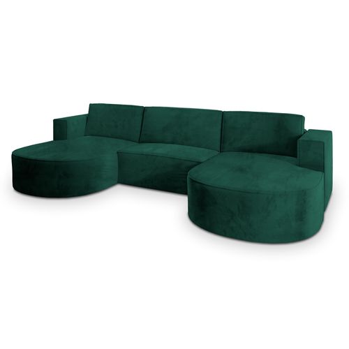 Canapé D'angle Vezzo Vert Sapin En Velours Avec Fonction De Couchage