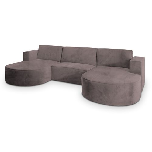 Canapé D'angle Vezzo Violet En Velours Avec Fonction De Couchage