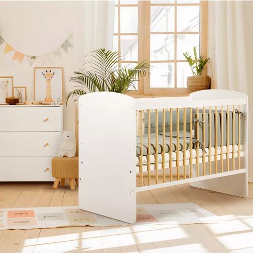 Karolina Ii Lit Bébé à Barreaux 120x60 Blanc / Pin