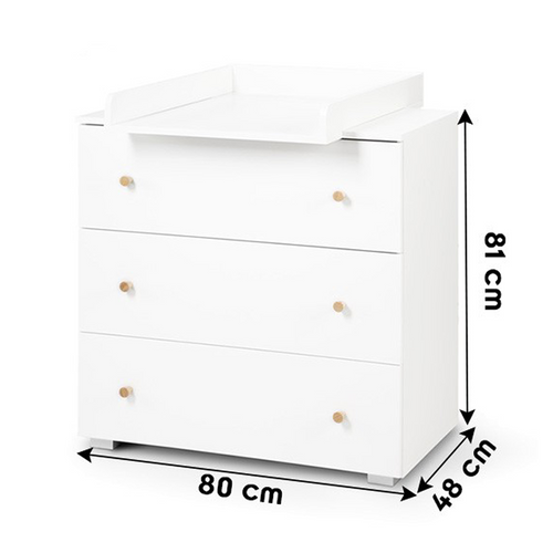 Karolina Commode Bébé Avec Plan à Langer Amovible Et 3 Tiroirs Blanc / Pin