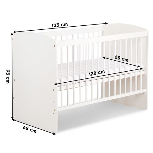 Karolina Ii Lit Bébé à Barreaux 120x60 Blanc