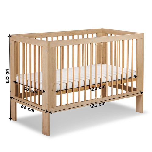 Olivia Lit Bébé à Barreaux 60x120    Bois   Sans Tiroir