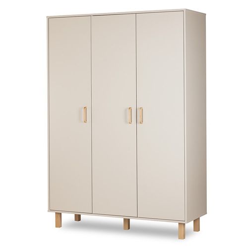 Laura Armoire Penderie 3 Portes Avec Étagères Et 3 Tiroirs 195x137 Champagne