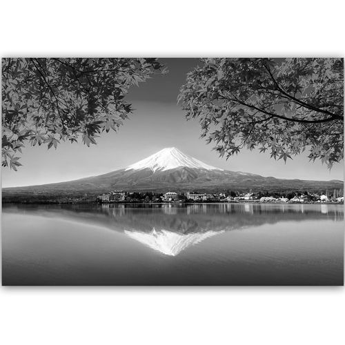 Tableau Le Mont Fuji Et Le Lac 2 120 X 80 Cm Noir