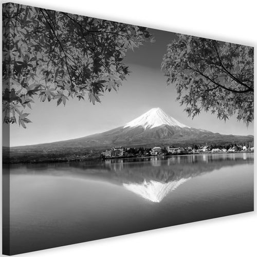 Tableau Le Mont Fuji Et Le Lac 2 120 X 80 Cm Noir