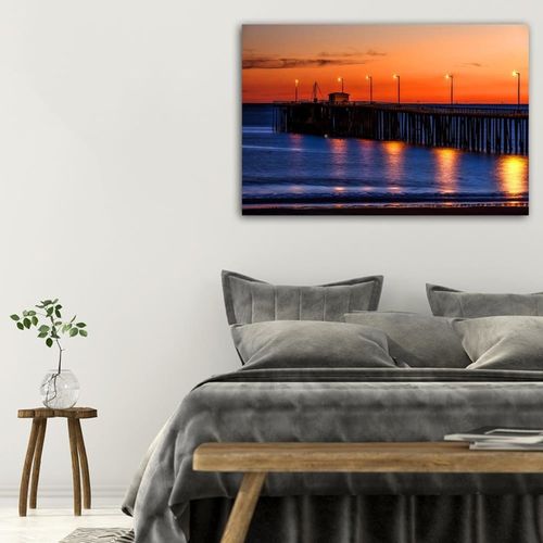 Tableau Lampes De Bois Sur La Jetée 4 120 X 80 Cm Orange