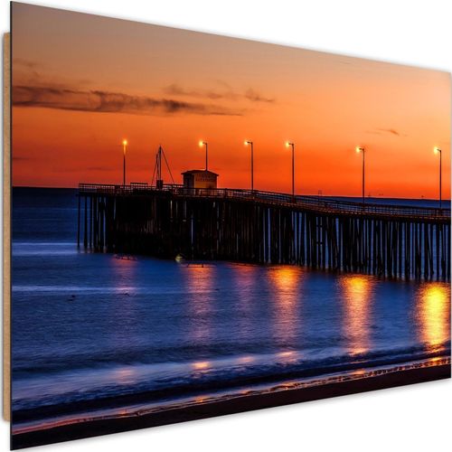 Tableau Lampes De Bois Sur La Jetée 4 120 X 80 Cm Orange