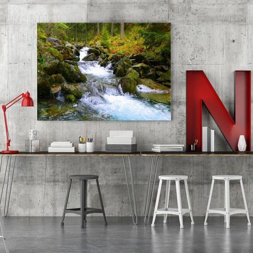 Tableau Ruisseau De Montagne 3 90 X 60 Cm Vert