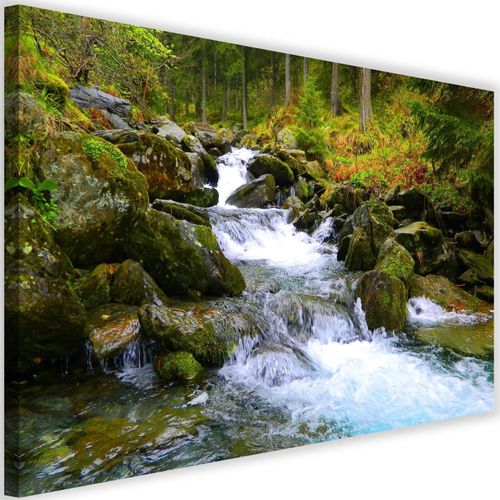 Tableau Ruisseau De Montagne 3 90 X 60 Cm Vert