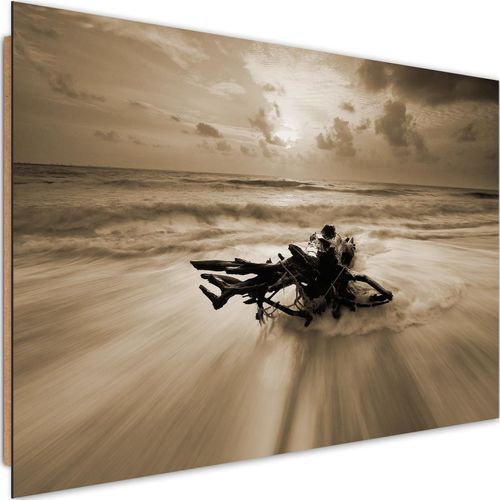 Tableau Branche De Bois Au Bord De La Mer 1 90 X 60 Cm Marron