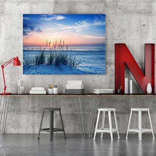 Tableau Herbe Sur La Plage 4 120 X 80 Cm Bleu