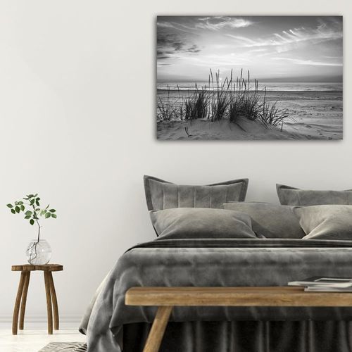 Tableau Bois Herbe Sur La Plage 2 120 X 80 Cm Gris