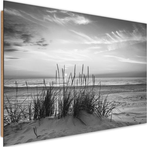 Tableau Bois Herbe Sur La Plage 2 120 X 80 Cm Gris