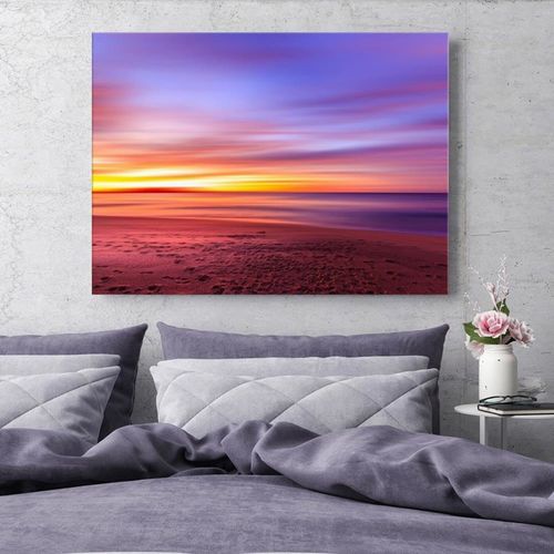 Tableau Coucher De Soleil Au Bord De La Mer 60 X 40 Cm Bleu