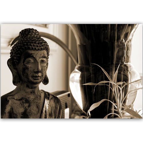 Tableau Bouddha Avec Vase 60 X 40 Cm Marron