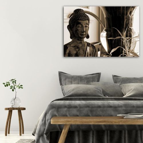 Tableau Bouddha Avec Vase 60 X 40 Cm Marron