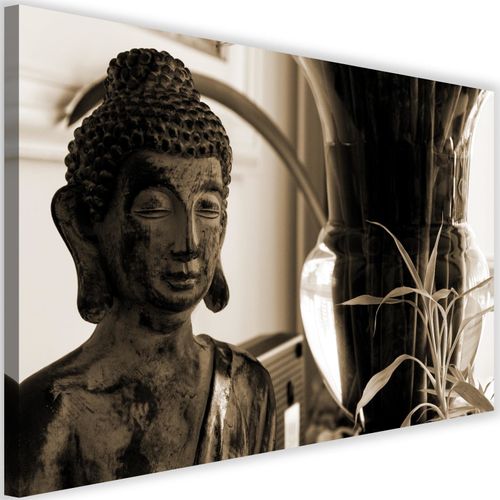 Tableau Bouddha Avec Vase 60 X 40 Cm Marron