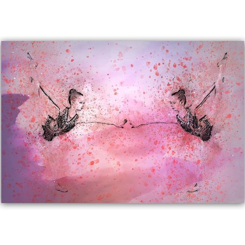 Tableau Bois Petite Ballerine Dans Le Miroir 120 X 80 Cm Rose