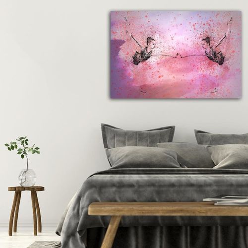 Tableau Bois Petite Ballerine Dans Le Miroir 120 X 80 Cm Rose
