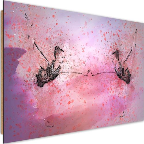 Tableau Bois Petite Ballerine Dans Le Miroir 120 X 80 Cm Rose