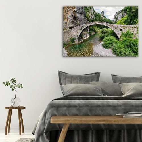 Tableau Bois Vieux Pont De Pierre 120 X 80 Cm Vert