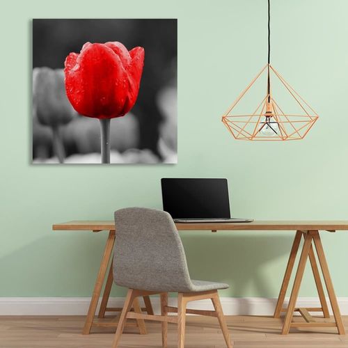 Tableau Bois Tulipe En Rouge 40 X 40 Cm Rouge