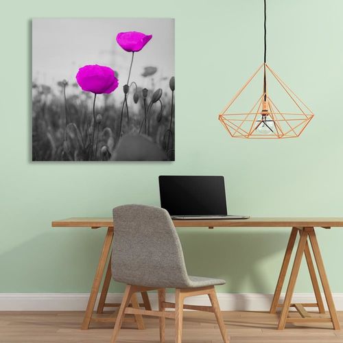 Tableau Coquelicots Violets Bois Sur Le Pré 90 X 90 Cm Rose