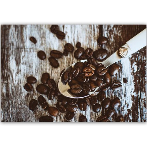 Tableau Bois Grains De Café Sur Une Cuillère 120 X 80 Cm Marron