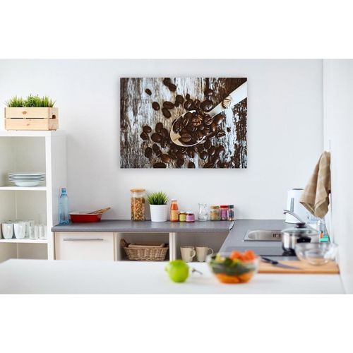 Tableau Bois Grains De Café Sur Une Cuillère 120 X 80 Cm Marron