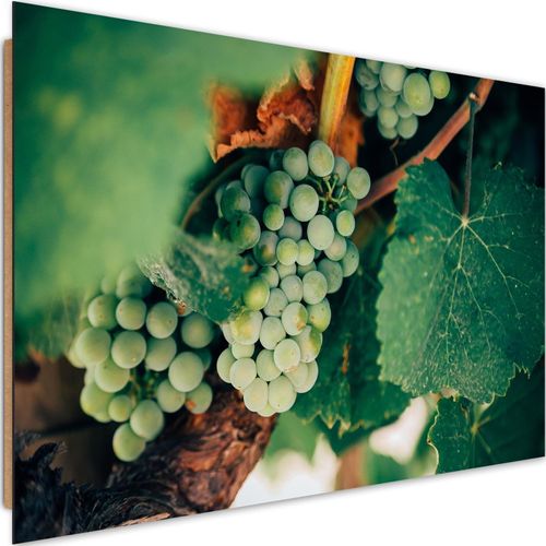 Tableau Bois Raisins Verts 90 X 60 Cm Vert