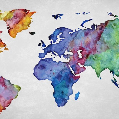 Tableau Carte Du Monde 90 X 60 Cm Gris