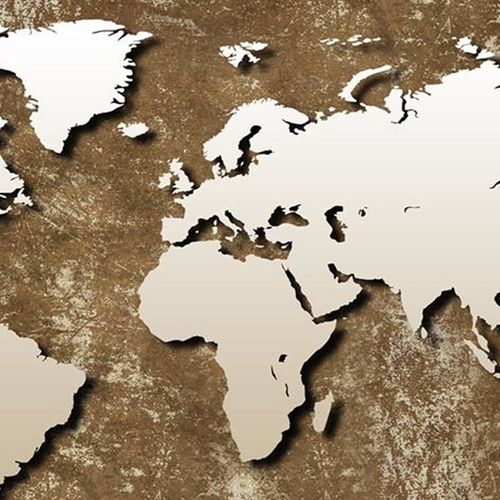 Tableau Bois Ancienne Carte Du Monde Rétro 120 X 80 Cm Marron