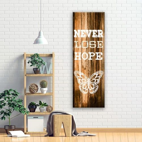 Tableau Citation De Bois Avec Papillon 40 X 120 Cm Marron