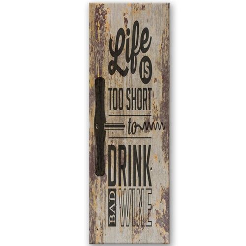 Tableau Bois Opératif Sur Le Vin 25 X 70 Cm Marron
