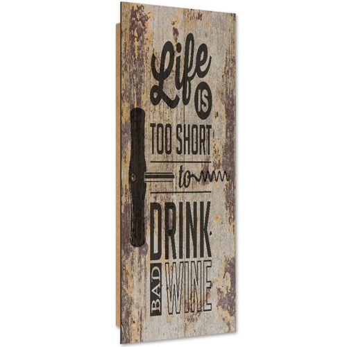 Tableau Bois Opératif Sur Le Vin 50 X 150 Cm Marron